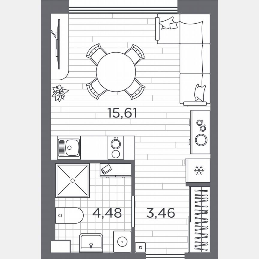 Квартира-студия, 23,6 м², 1/5 эт.
