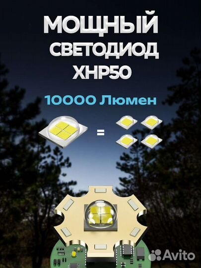 Мощный светодиодный фонарь ручной с аккумулятором