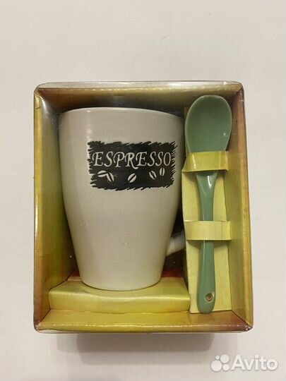 Кружка керамическая с ложкой