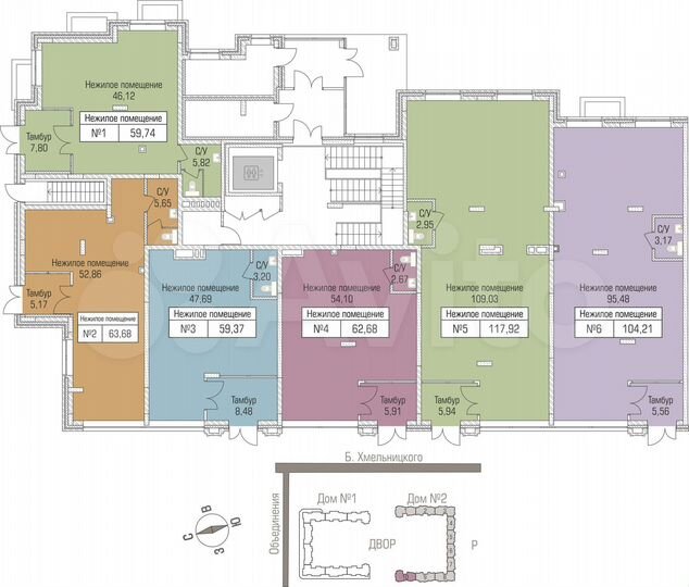 Продам офисное помещение, 62.68 м²