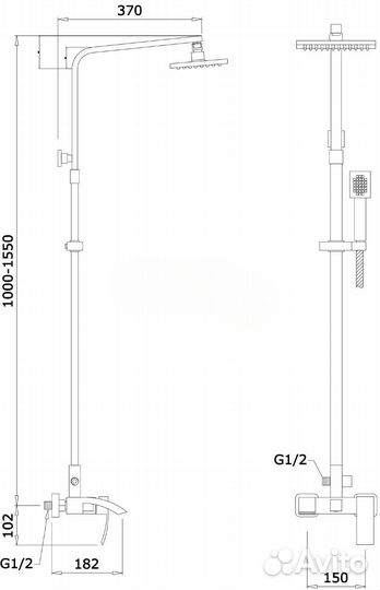 Душевая система ganzer leon GZ44062D (GZ25062D) (бронза)