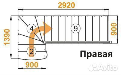 Лестница из сосны «К-001м/3»