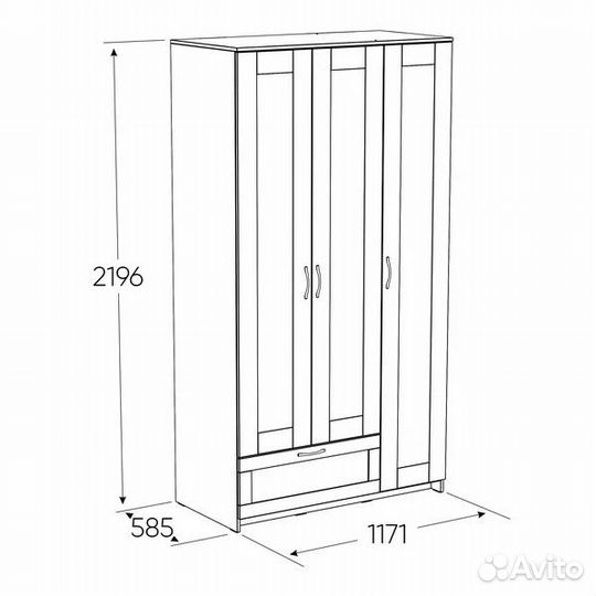 Шкаф 3 двери 1 ящик Бримнэс(Сириус), IKEA