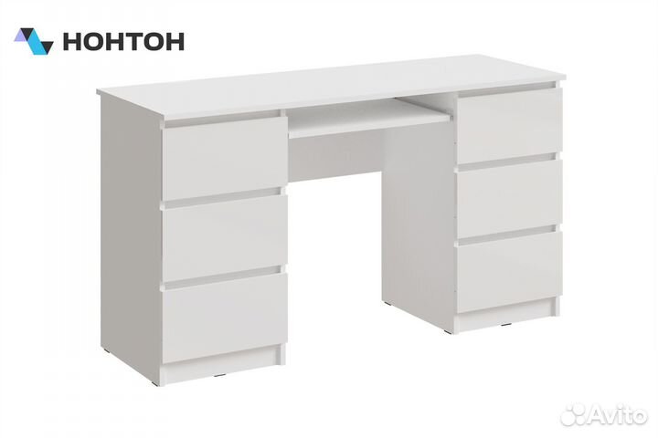 Стол письменный Челси 6 ящиков белый глянец / белы