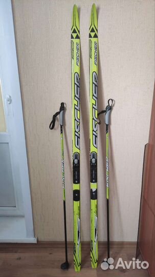 Лыжи беговые fisher классические 170, палки 115