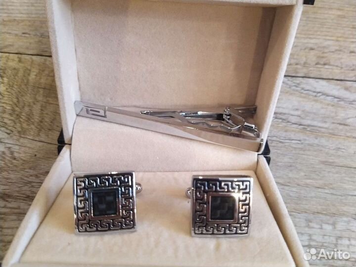 Запонки мужские и зажим для галстука