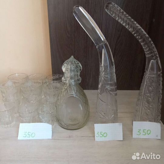Хрустальные рога,набор графин стаканы Колокол