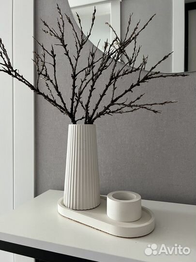 Ваза, поднос, подсвечник, изделия из гипса