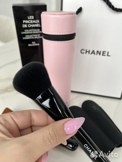Chanel набор кистей для макияжа в кожаном чехле