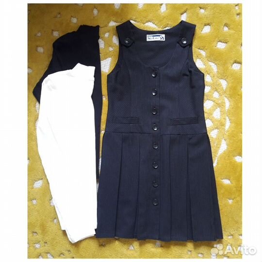 Школьная форма: сарафан+две водолазки H&M, р.134