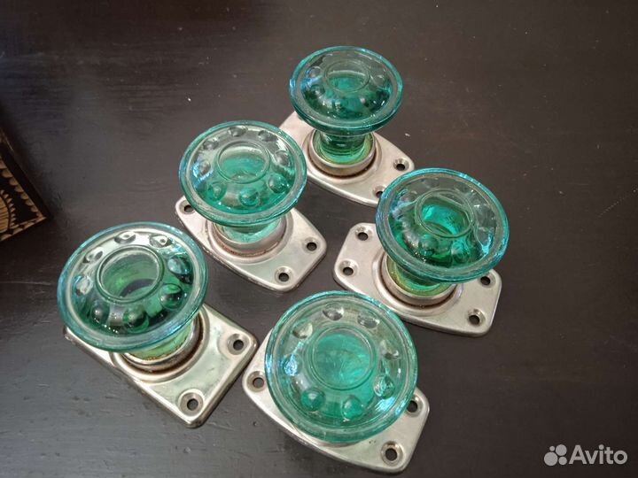 Дверные ручки СССР зелёное стекло