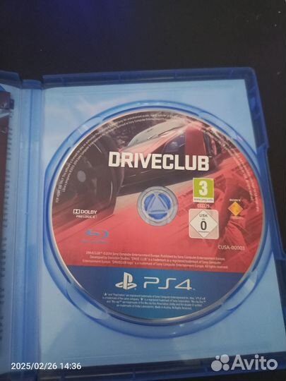 Диски на ps4 driveclub