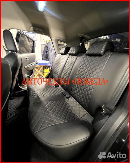 Чехлы Nissan Qashqai 1 из экокожи чёрные Ромб