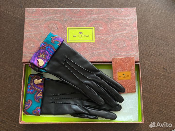 Кожаные перчатки Etro, оригинал, новые