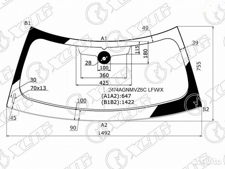 Стекло лобовое Mini Hatch Cooper 14-22