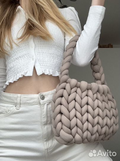 Вязаная сумка marshmallow в цвете какао