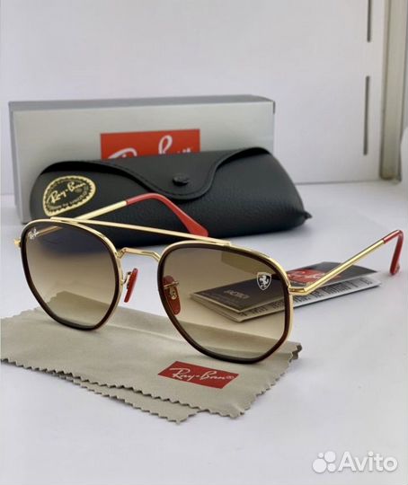 Очки ray ban hexagonal ferrari коричневые