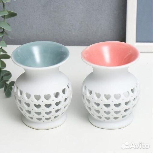 Аромалампа керамика «Сеточка из сердец», микс 9х7