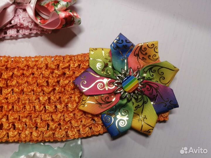 Повязка-резинка с бантиком и шапочка летняя