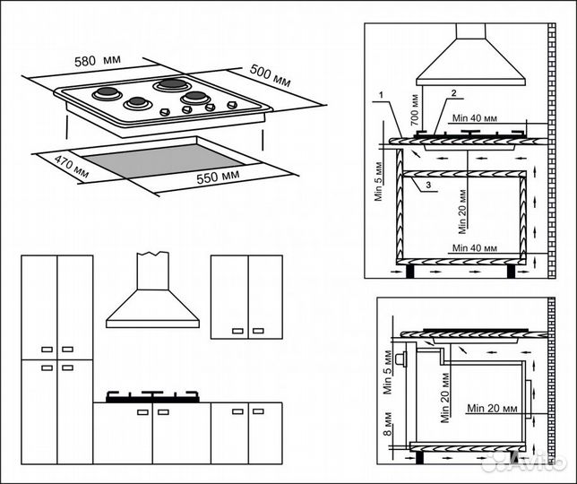 Газовая панель electronicsdeluxe 5840.00 гмв-008 Ч