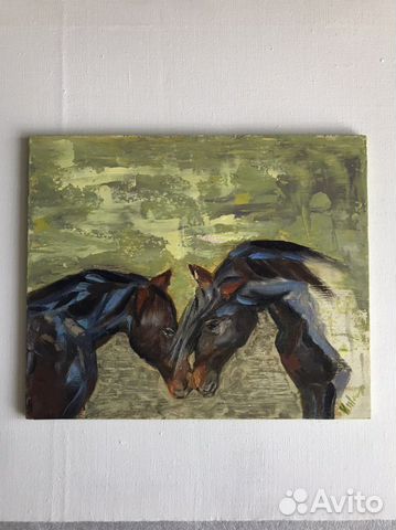 Картина маслом лошади. 18х22
