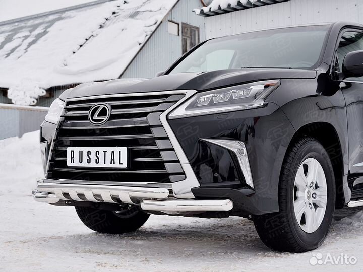 Lexus LX 2015-Защита переднего бампера+клыки