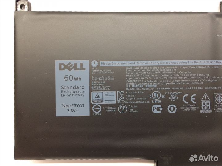 Аккумулятор F3YGT для Dell 12-7290, 14-7480