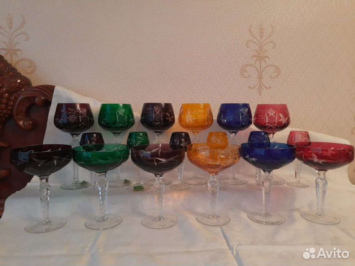 Фужеры креманки рюмки цветной хрусталь Германия