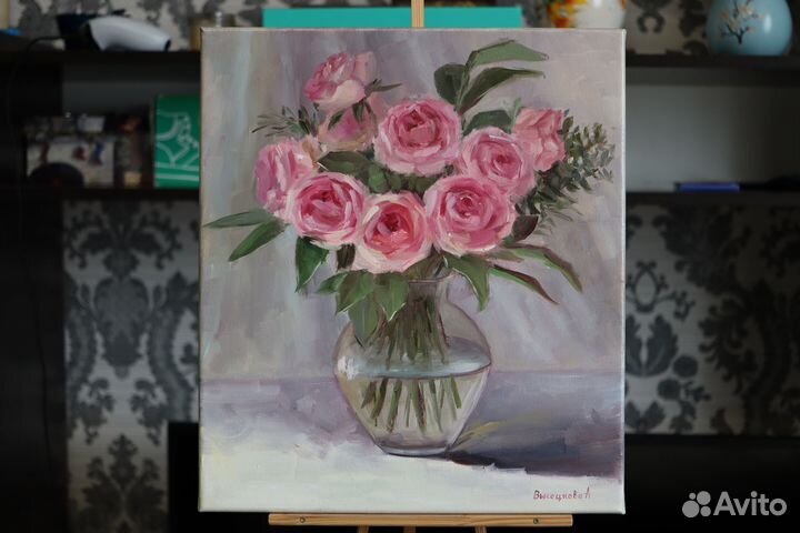 Картина маслом Цветы Розы 35х40см на холсте
