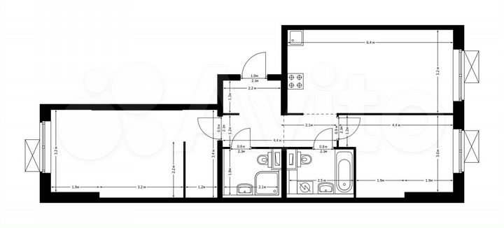 2-к. квартира, 65,8 м², 12/14 эт.