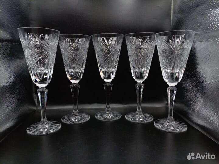 Бокалы Фужеры Хрусталь СССР Винтаж Резьба