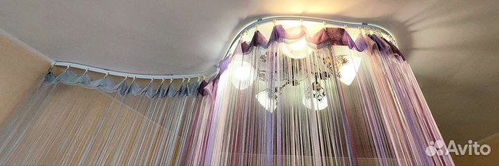 Шторы кисейные нитян 2шт h2,65+гибкий карниз 2,42