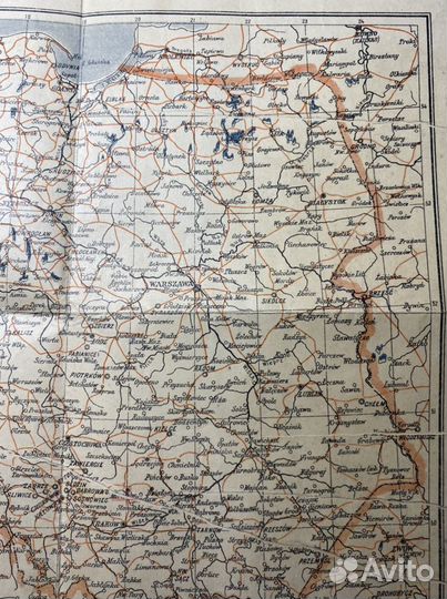 Старинная карта Polski 1945г