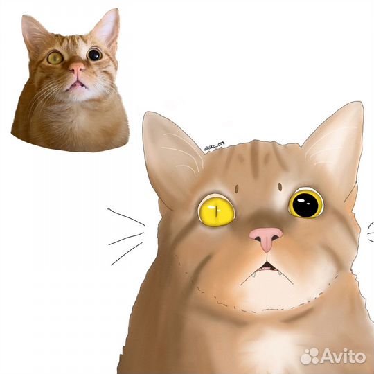 Портрет кота по фото digital художник