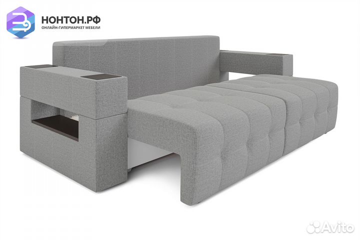 Диван еврокнижка Венеция рогожка серая