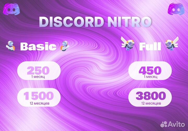 Discord Nitro Basic Full 1/12 месяцев Дискорд