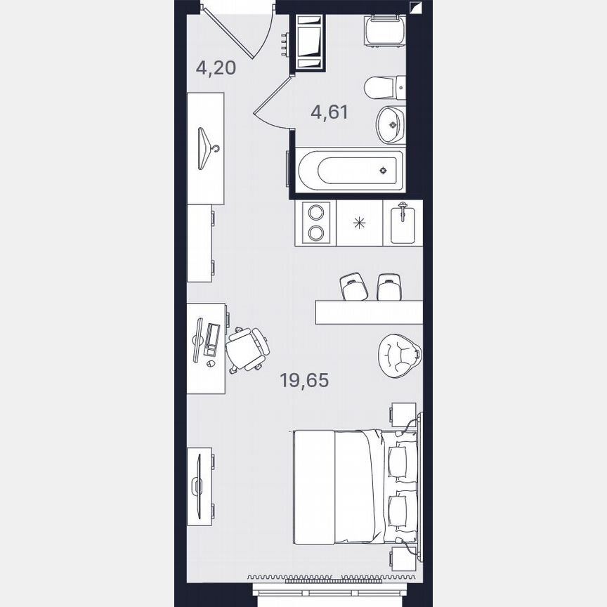 Апартаменты-студия, 28,5 м², 9/24 эт.