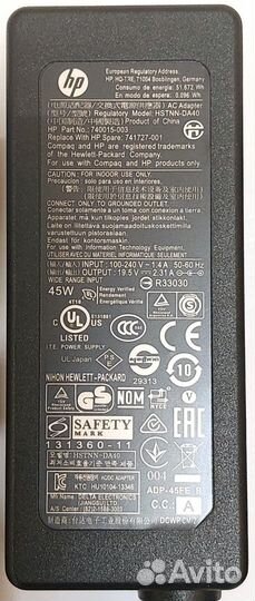 Зарядка для ноутбука HP 19.5V 2.31A разъём 4.5-3.0