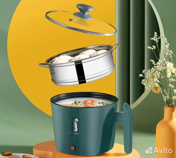 Пароварка электрическая зеленая,мультиварка