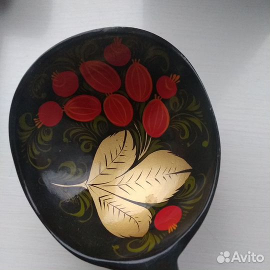 Декоративная ложка, большая деревянная, Хохлома