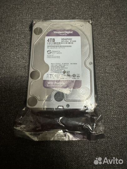 Жесткий диск wd 4tb purple, 5400 об/мин, кэш 64 мб