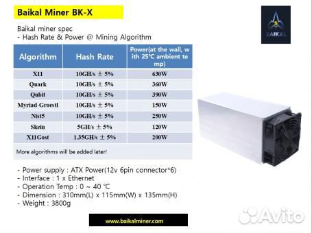 Майнинг ферма asic Antminer Baikal BK-X Giant X10