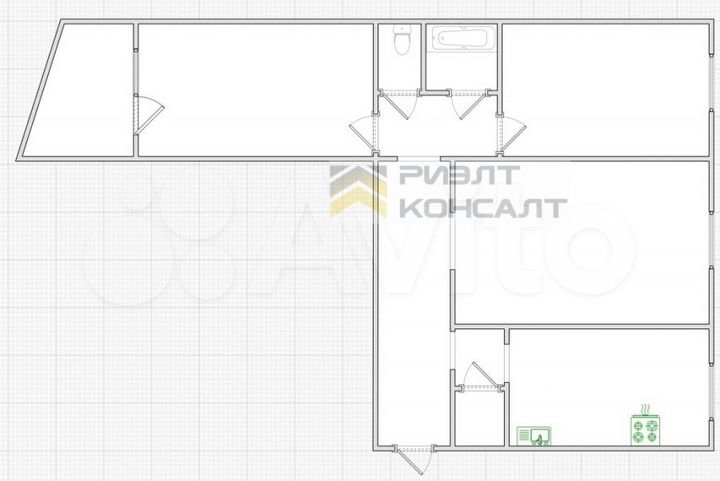 3-к. квартира, 64 м², 1/10 эт.