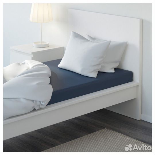 Простынь натяжная Ullvide IKEA 160x200 синяя серая