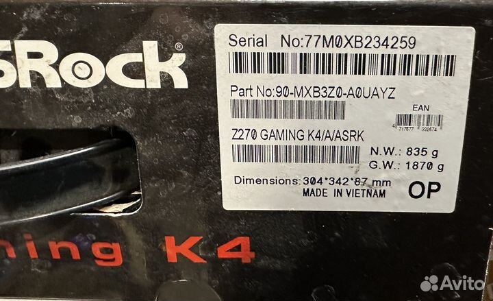 Материнская плата ASRock Z270 Gaming K4 LGA1151