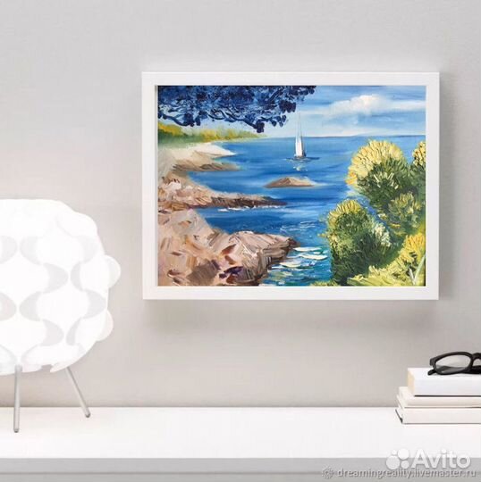 Картина маслом на холсте «Белеет парус» 30х40