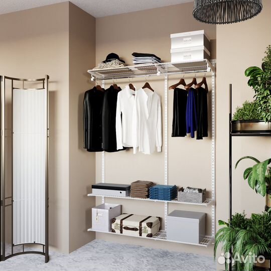 Гардеробная система в прихожую белая 350