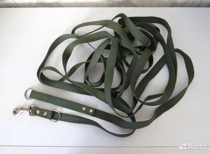 Поводок для собаки 8 метров с карабином Брезент