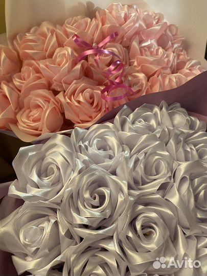 Цветы/Букеты ручной работы из атласных лент