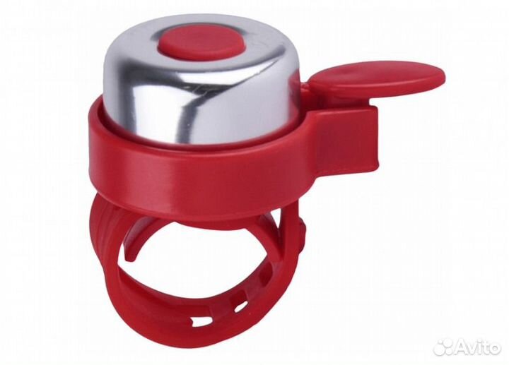 Звонок велосипедный красный с силиконовым креплен